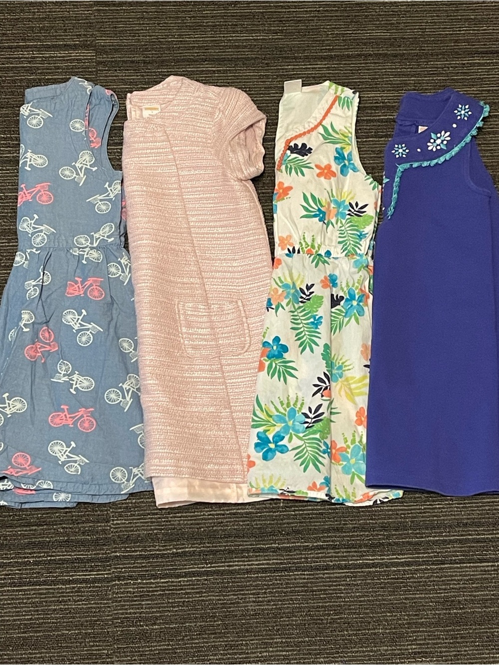 Gymboree Size 7 Dress Bundle of 4, Sleeveless Floral Pink Blue
